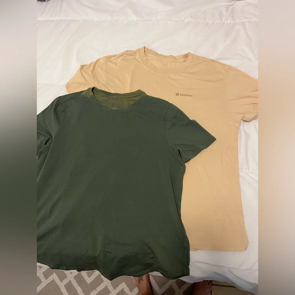 2 Flawed Lululemon T-Shirts Love Shirt All Yours Shirt Logo Green Yellow